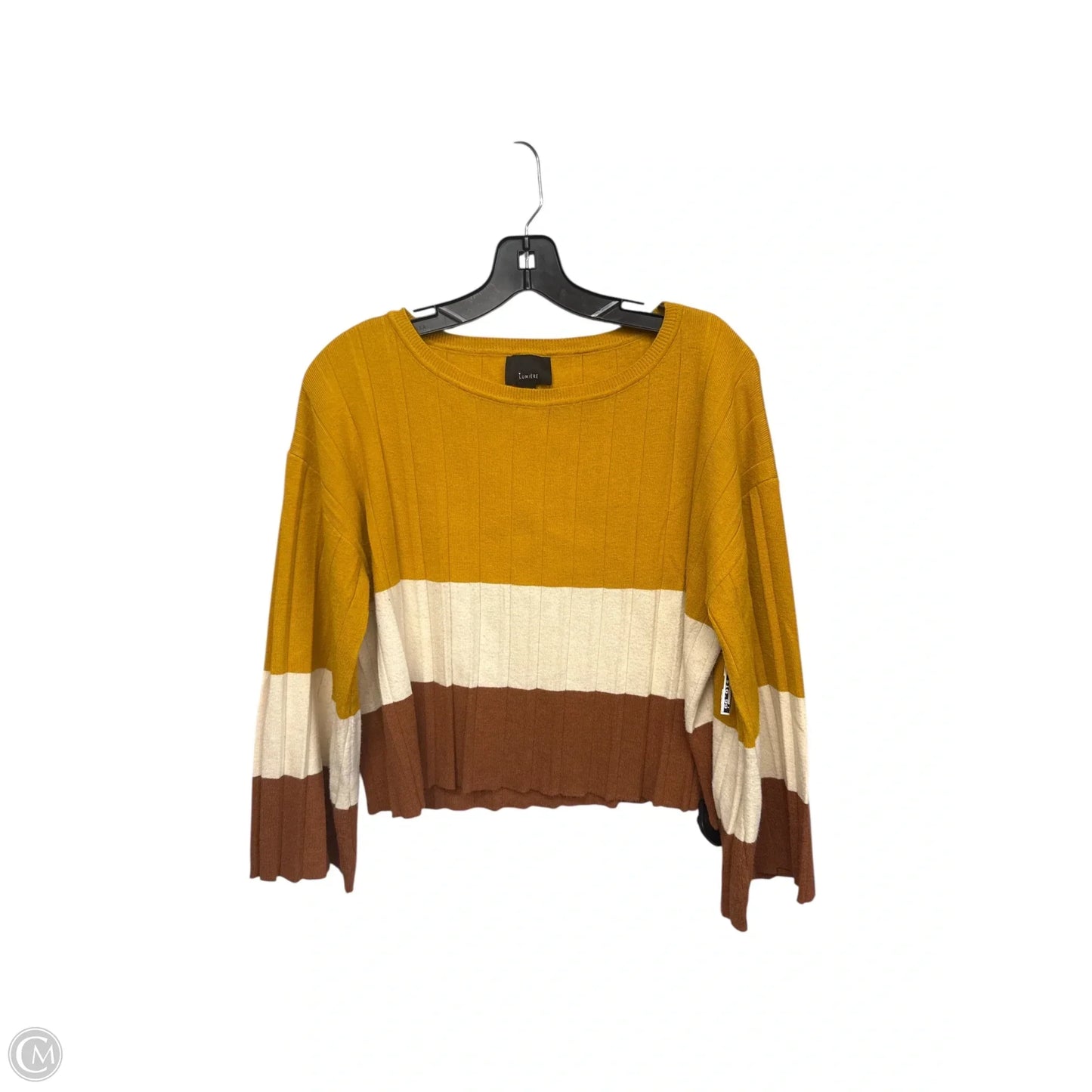 Sweater By Lumiere In Brown & Yellow, Size: S