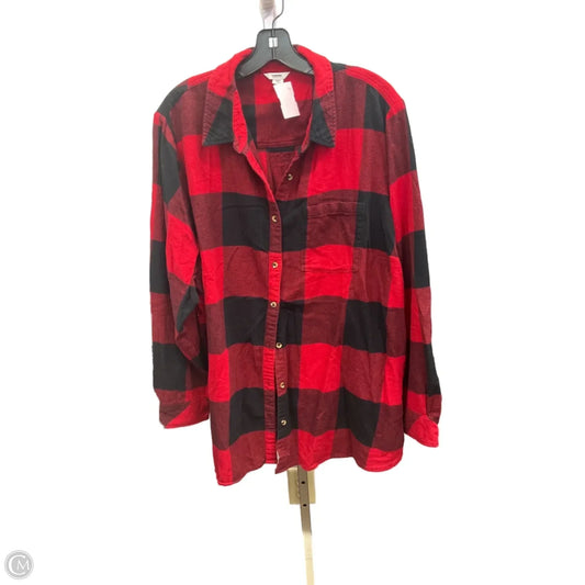 Top Long Sleeve By Sonoma In Plaid Pattern, Size: 3x