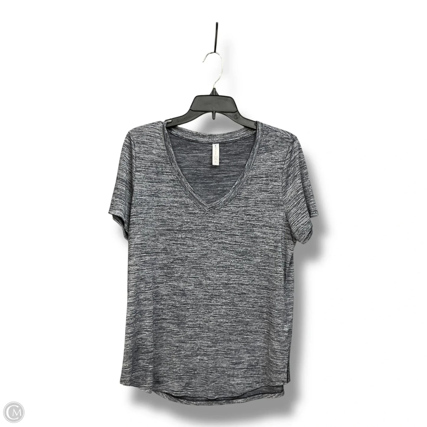 Athletic Top Short Sleeve By Athleta In Black & Grey, Size: L