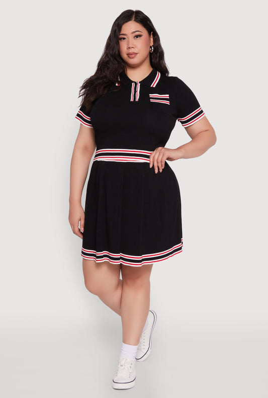 Plus Size Daisy Varsity Stripe Crop Top