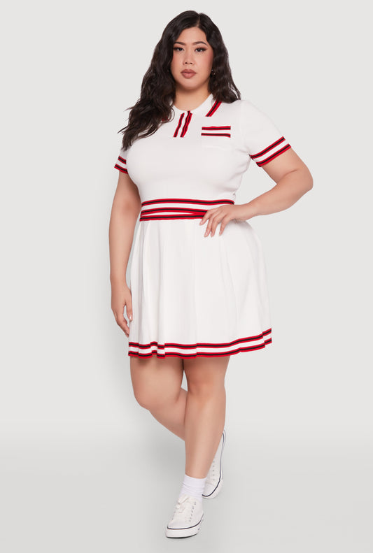 Plus Size Daisy Varsity Stripe Crop Top