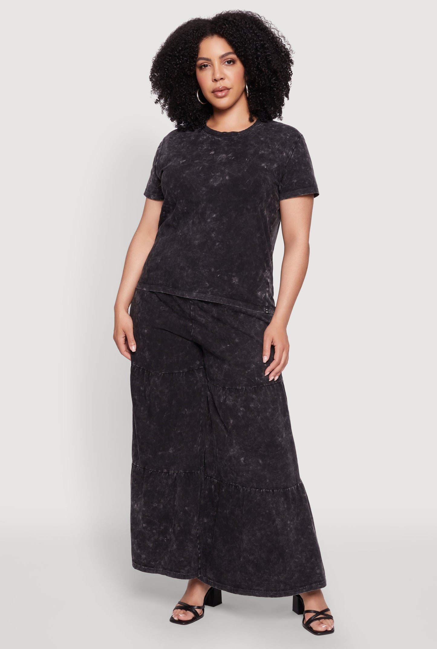 Plus Size Acid Wash Crew Neck Short Sleeve T-Shirt