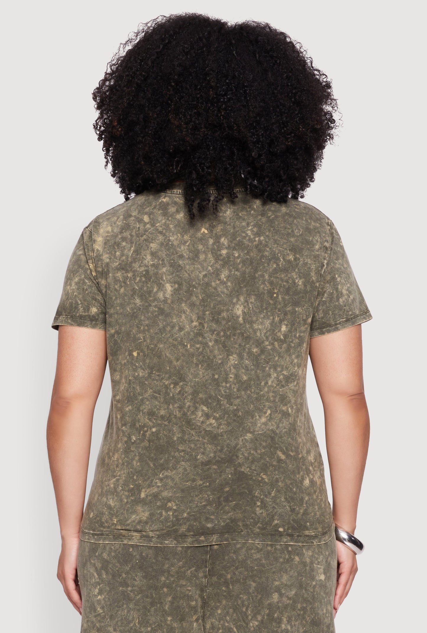 Plus Size Acid Wash Crew Neck Short Sleeve T-Shirt