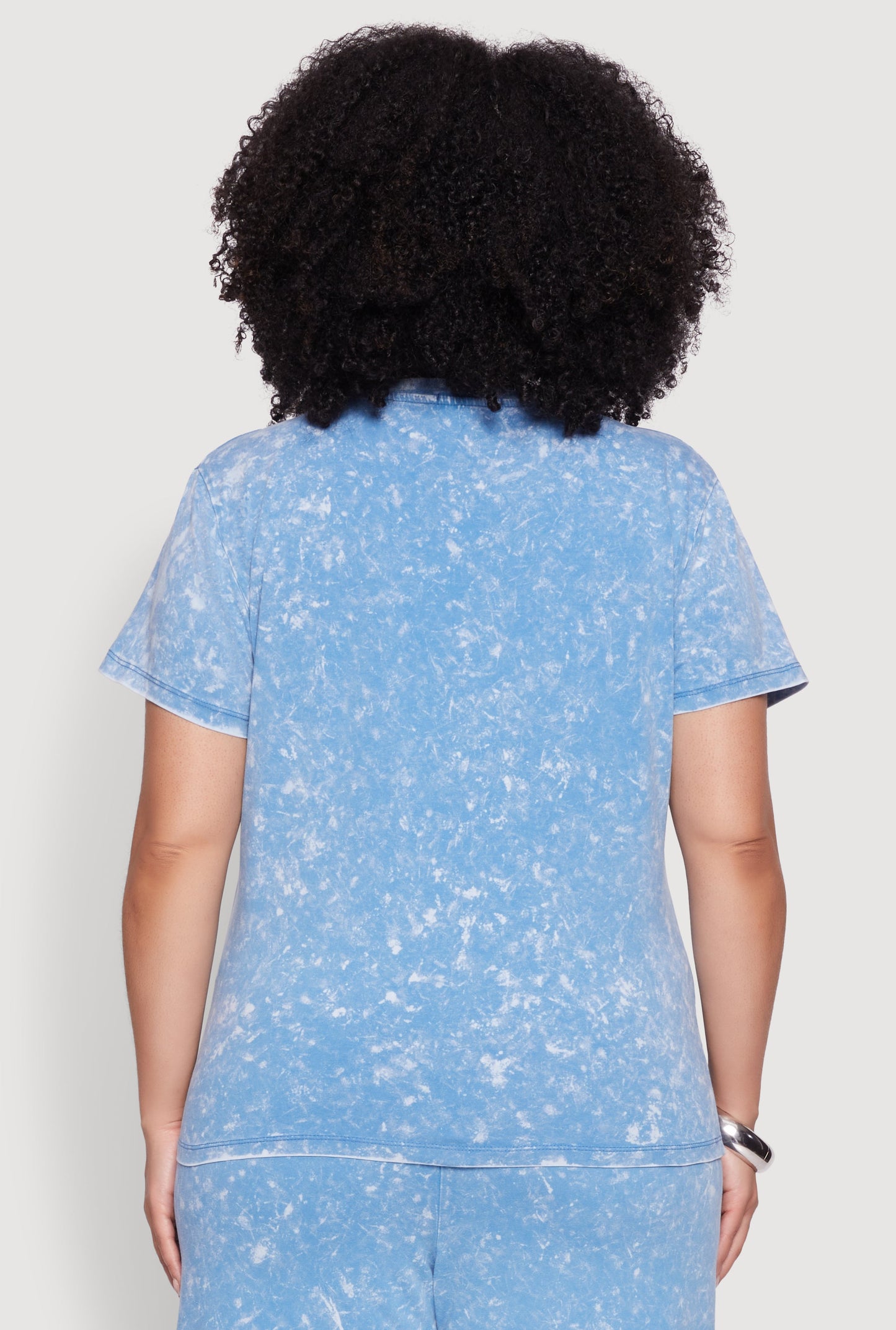Plus Size Acid Wash Crew Neck Short Sleeve T-Shirt