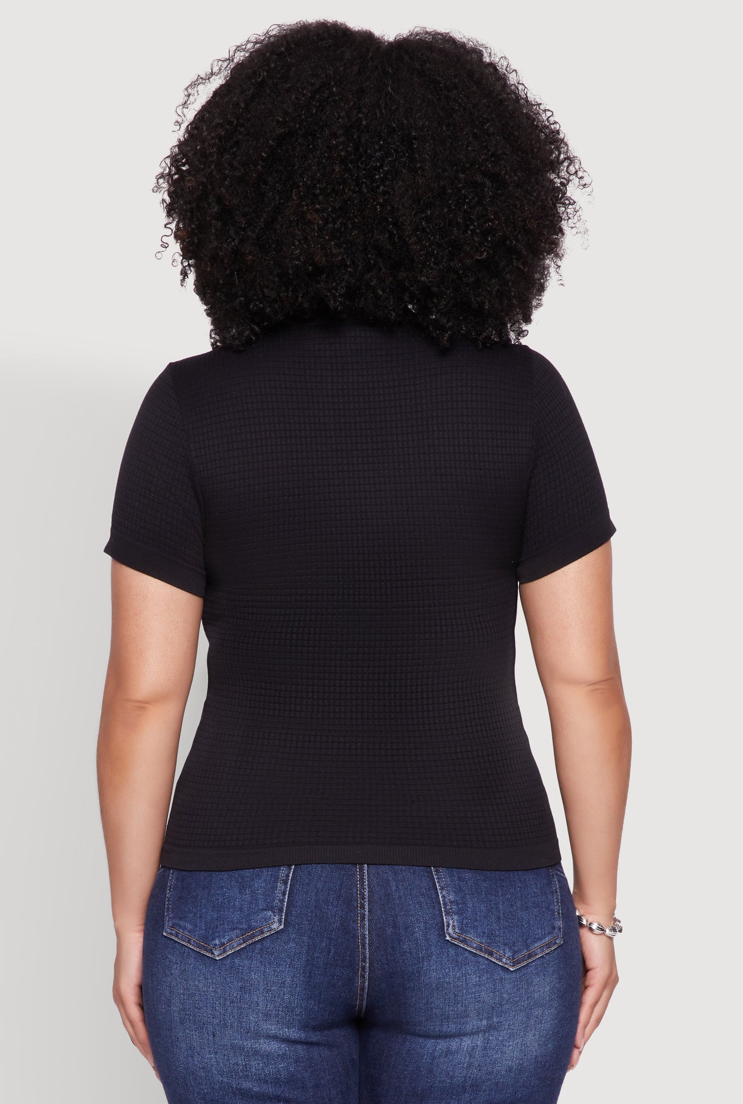 Plus Size Seamless Textured Knit Crew Neck T-Shirt