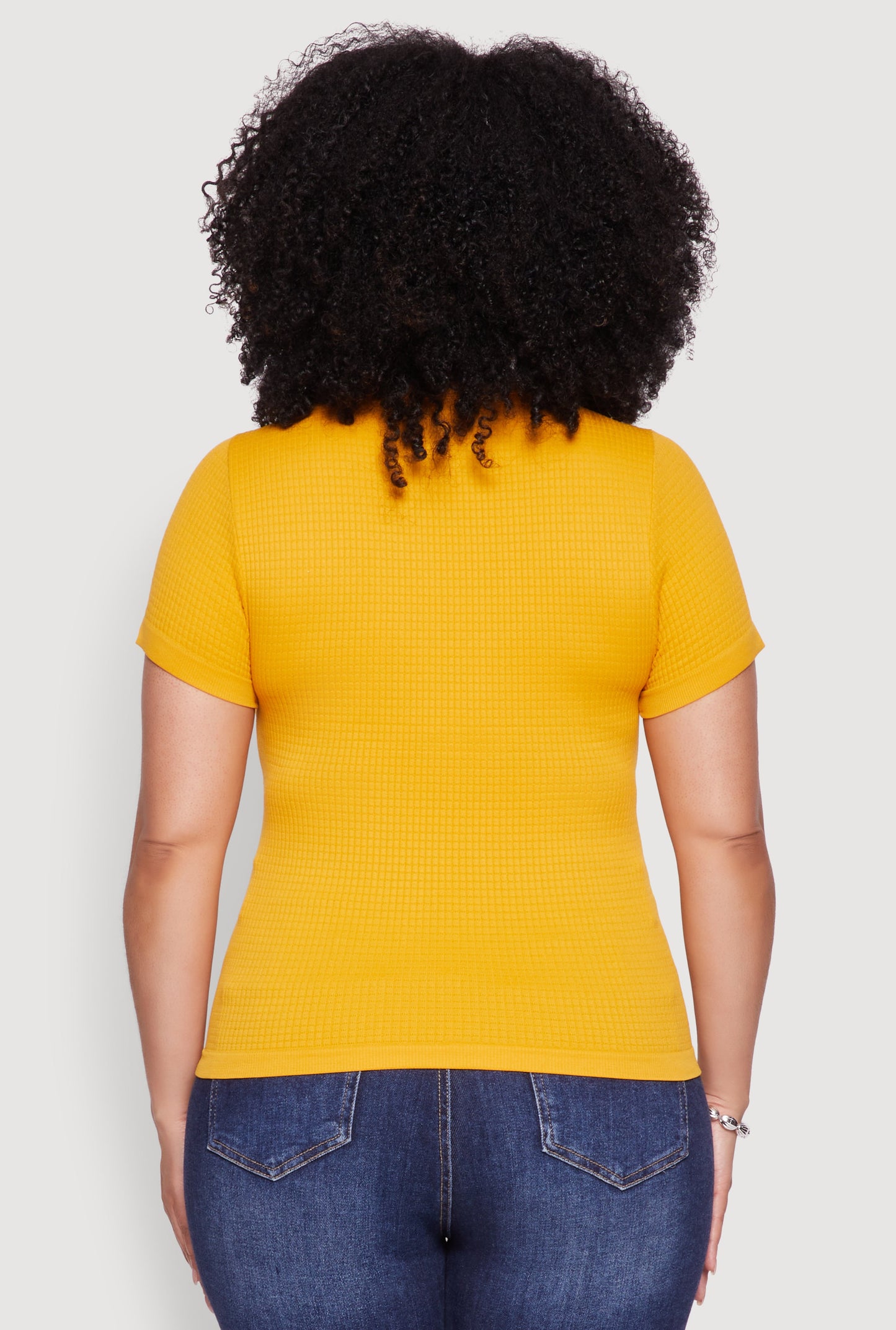 Plus Size Seamless Textured Knit Crew Neck T-Shirt