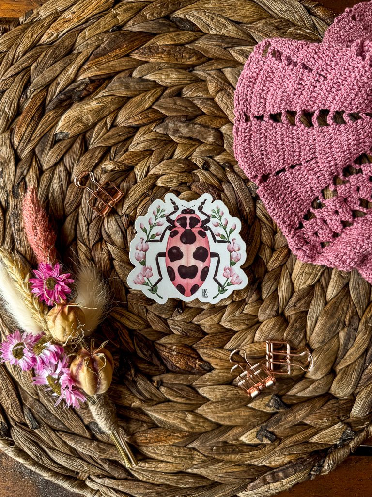 Pink Beetle Sticker