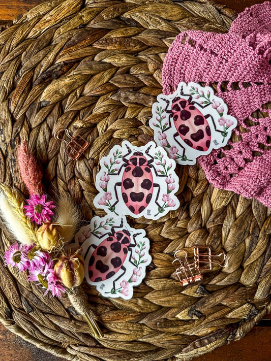 Pink Beetle Sticker