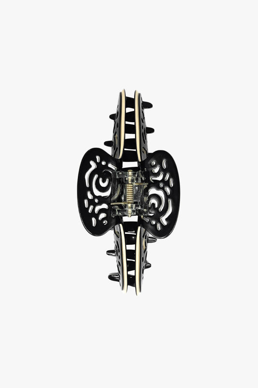 Vintage Black & White Two-Tone Open Scroll Jaw Clip
