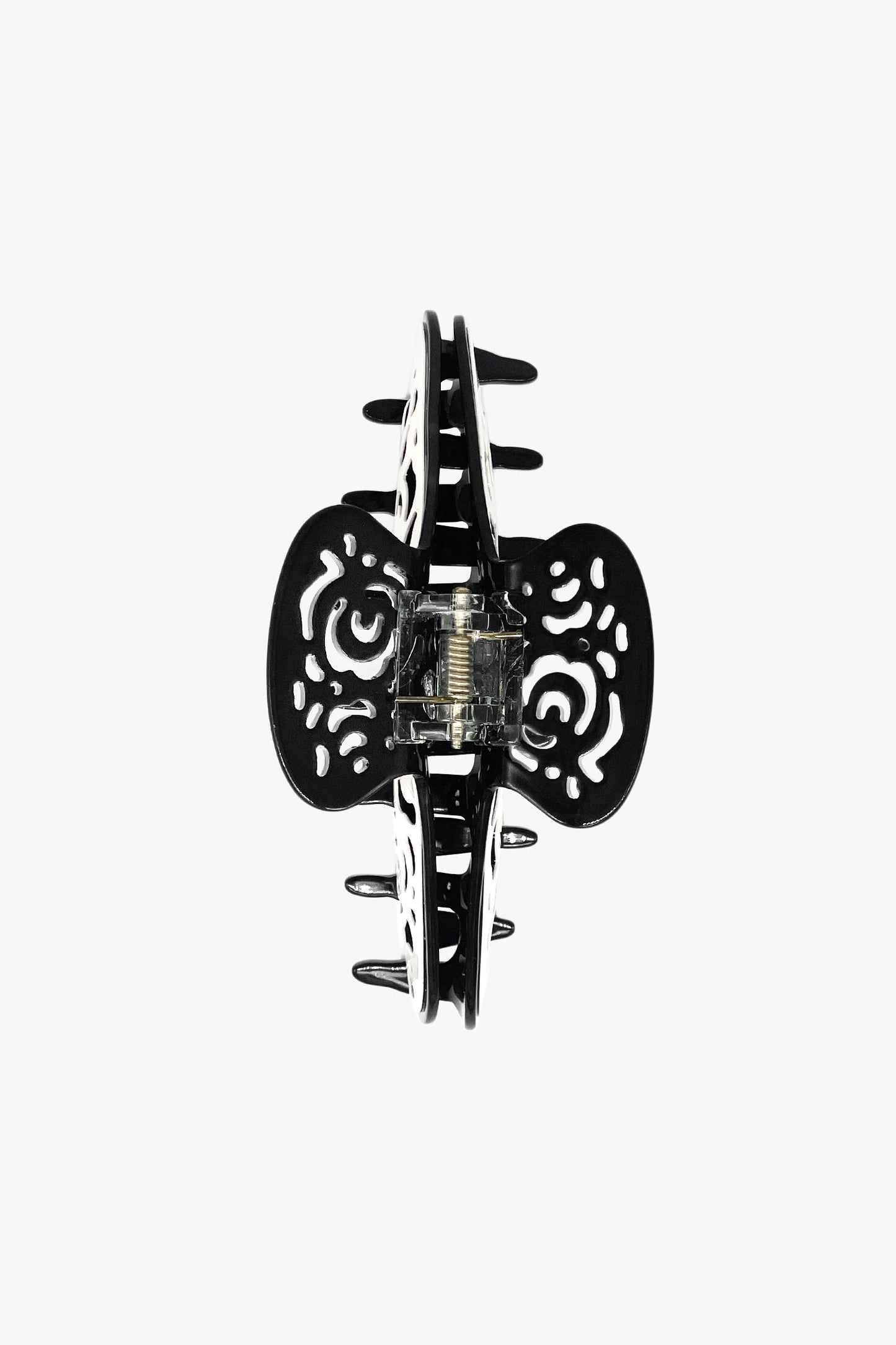 Vintage White & Black Two-Tone Open Scroll Jaw Clip
