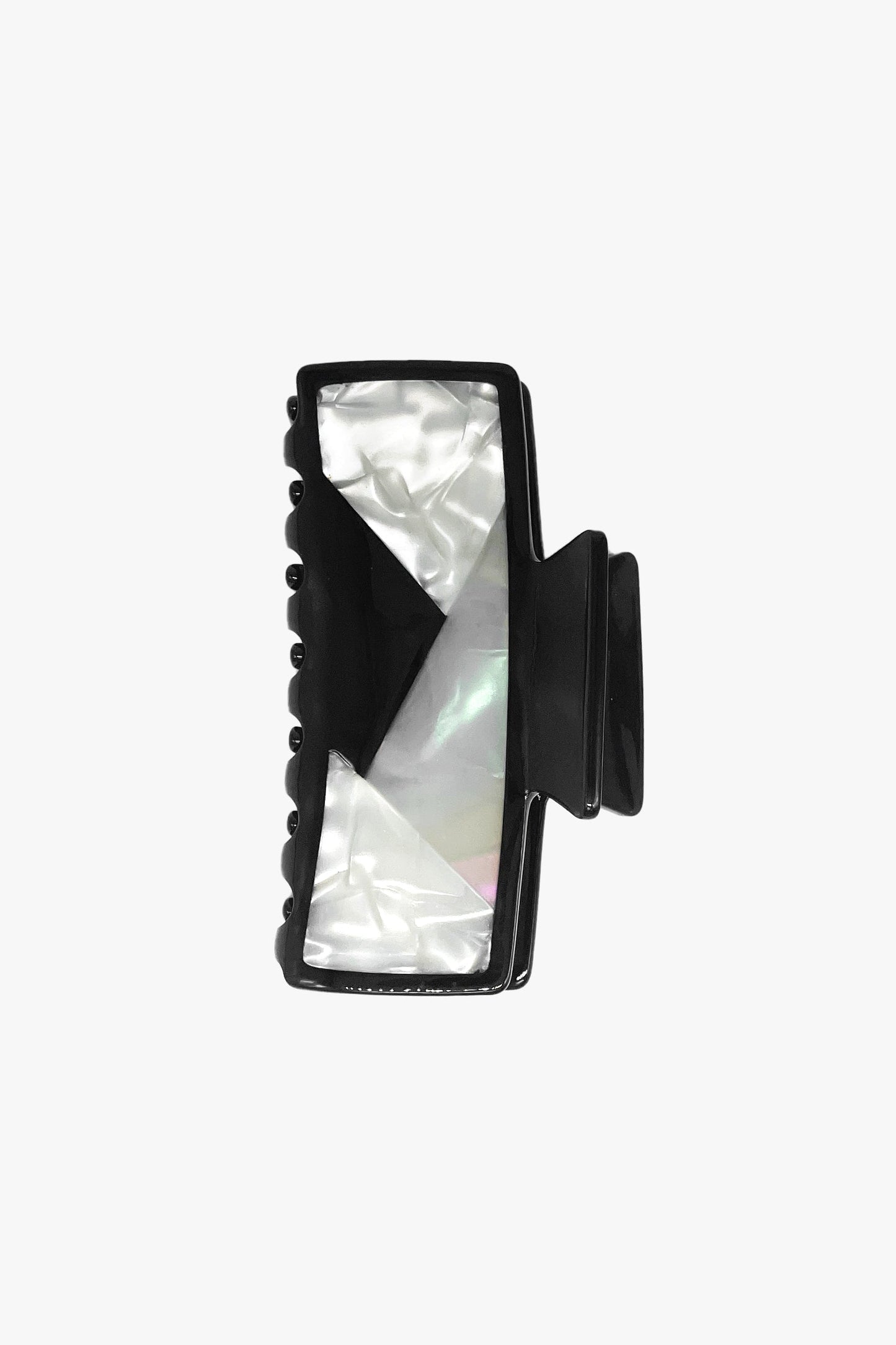 Art Deco Mother of Pearl & Black Rectangle Jaw Clip