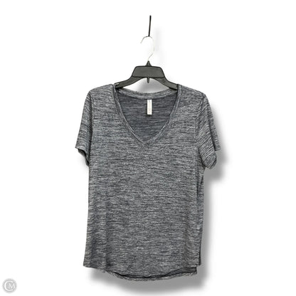 Athletic Top Short Sleeve By Athleta In Black & Grey, Size: L