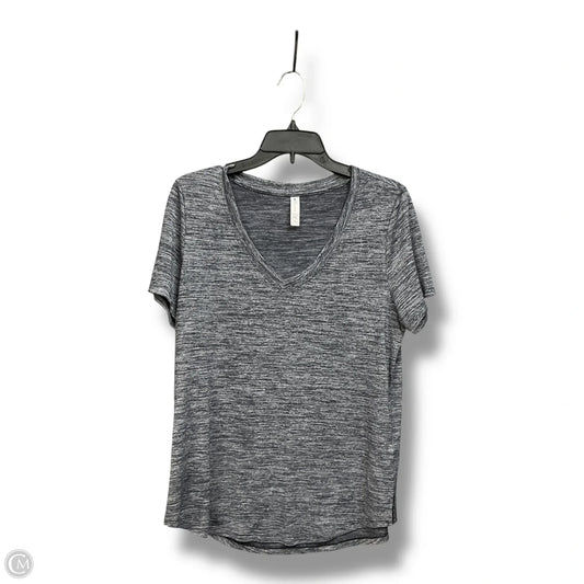 Athletic Top Short Sleeve By Athleta In Black & Grey, Size: L