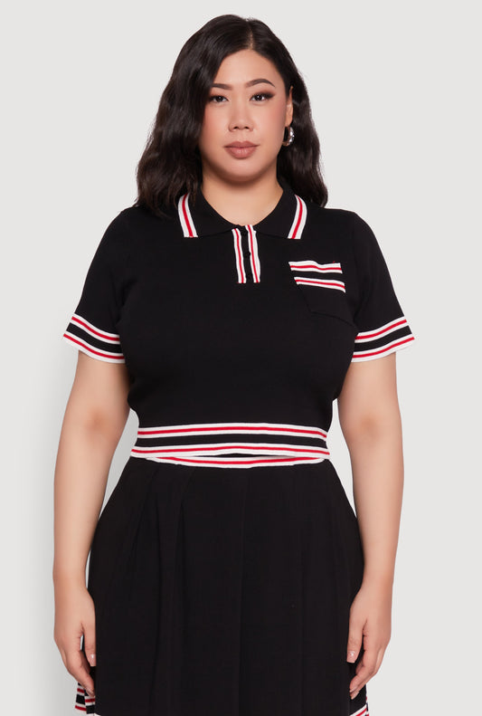 Plus Size Daisy Varsity Stripe Crop Top