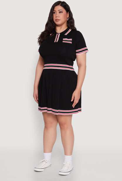Plus Size Daisy Varsity Stripe Crop Top