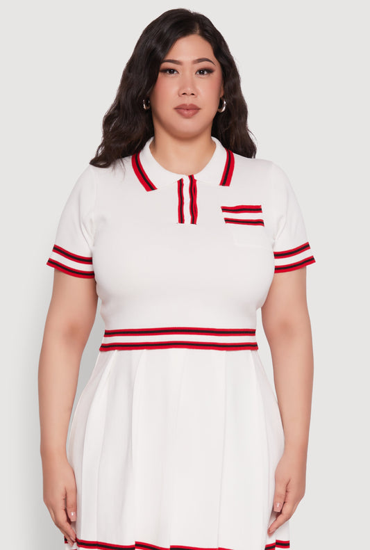 Plus Size Daisy Varsity Stripe Crop Top