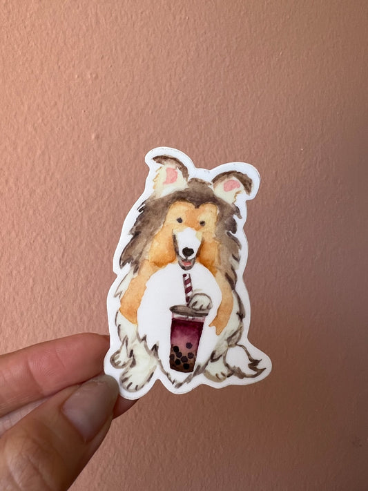 Border Collie Boba Sticker