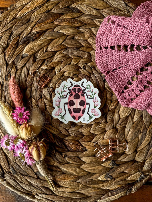 Pink Beetle Sticker