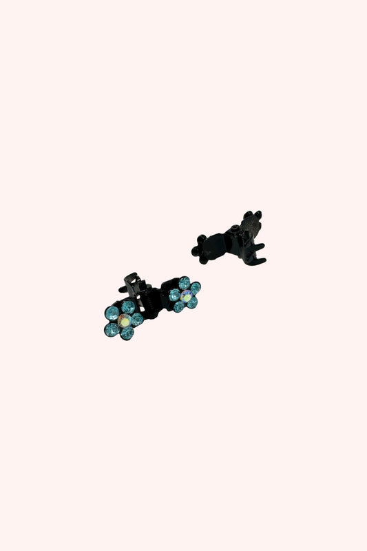 Baby Gemstone Daisy Jaw Clip Pair Blue