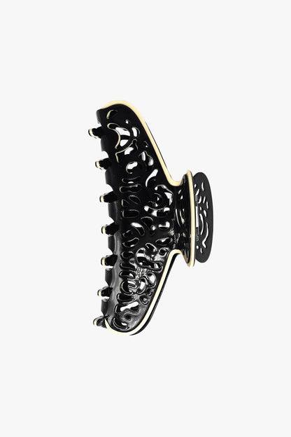 Vintage Black & White Two-Tone Open Scroll Jaw Clip