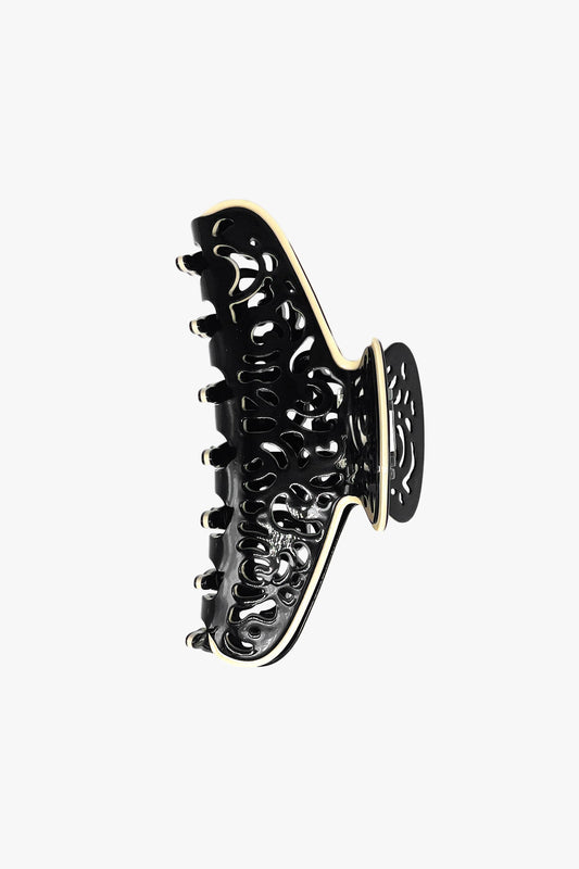 Vintage Black & White Two-Tone Open Scroll Jaw Clip