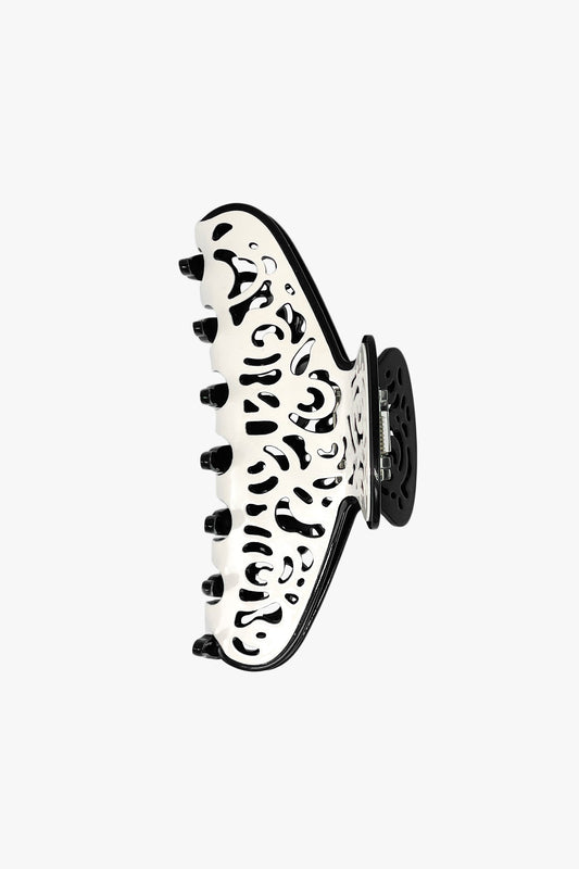 Vintage White & Black Two-Tone Open Scroll Jaw Clip