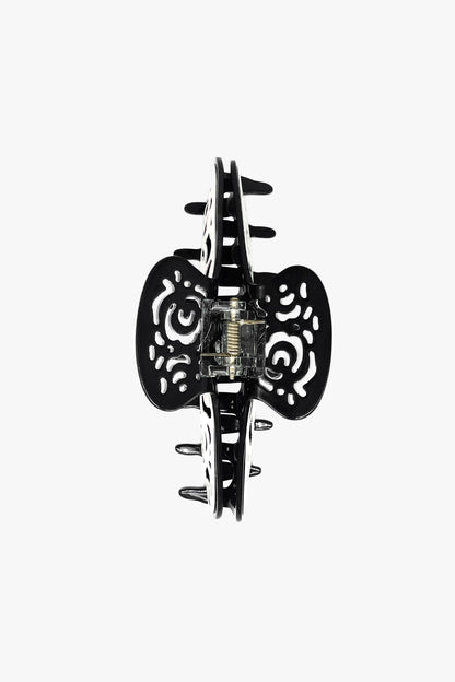 Vintage White & Black Two-Tone Open Scroll Jaw Clip