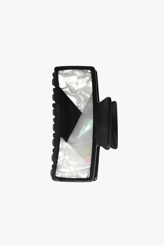 Art Deco Mother of Pearl & Black Rectangle Jaw Clip